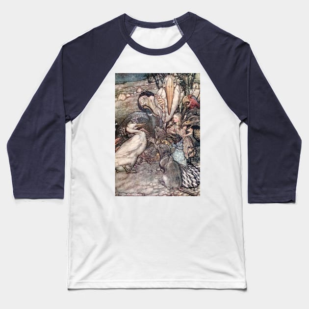 Alice In Wonderland - Arthur Rackham - 8 Baseball T-Shirt by Illustration Station